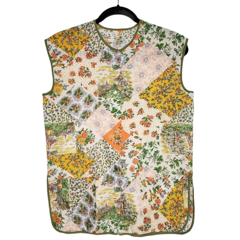 70s Vintage Handmade Snap Front Apron Artist Smock